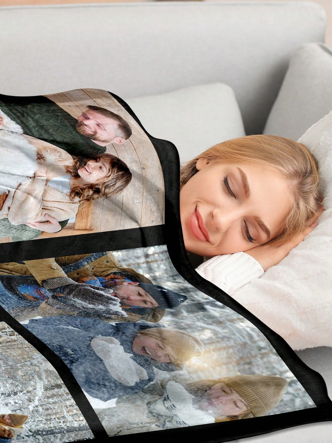 Custom Photo and Text Flannel Blanket Personalized Photo Collage and Text Customization